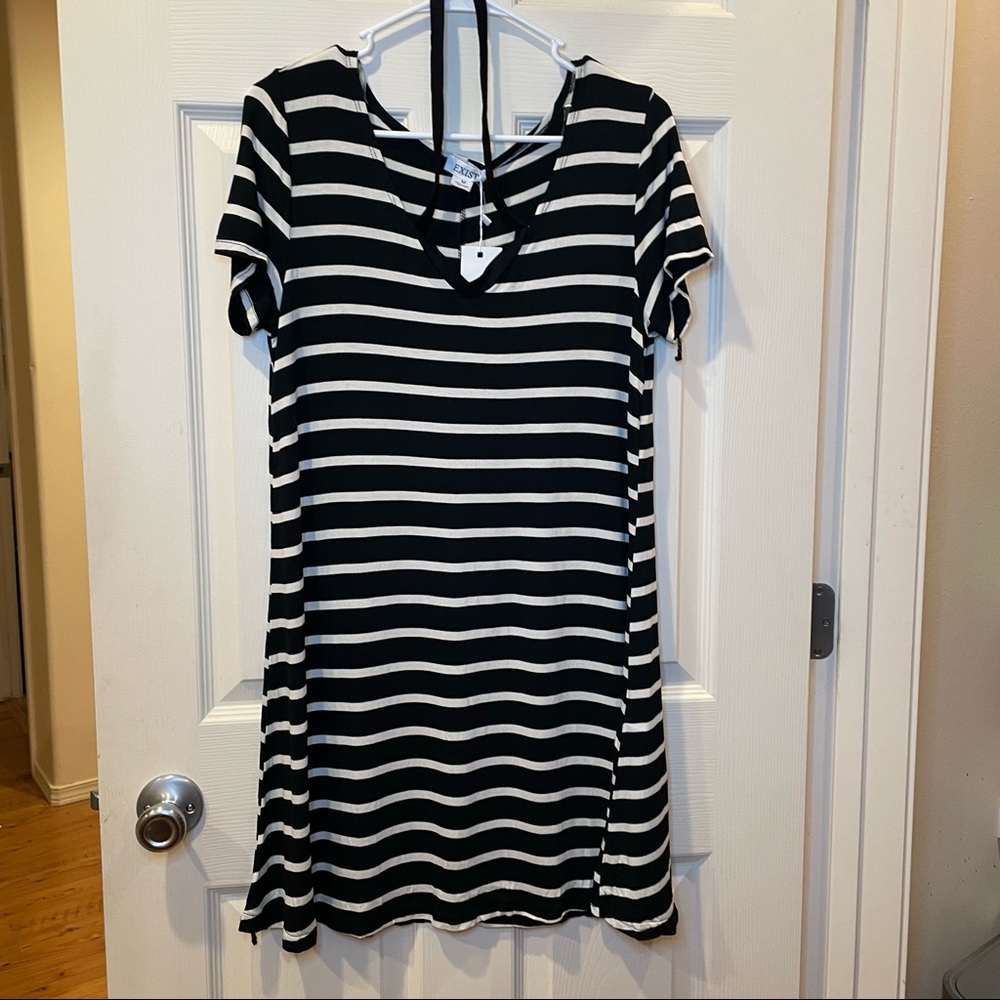NWT Black and White Striped Tshirt dress